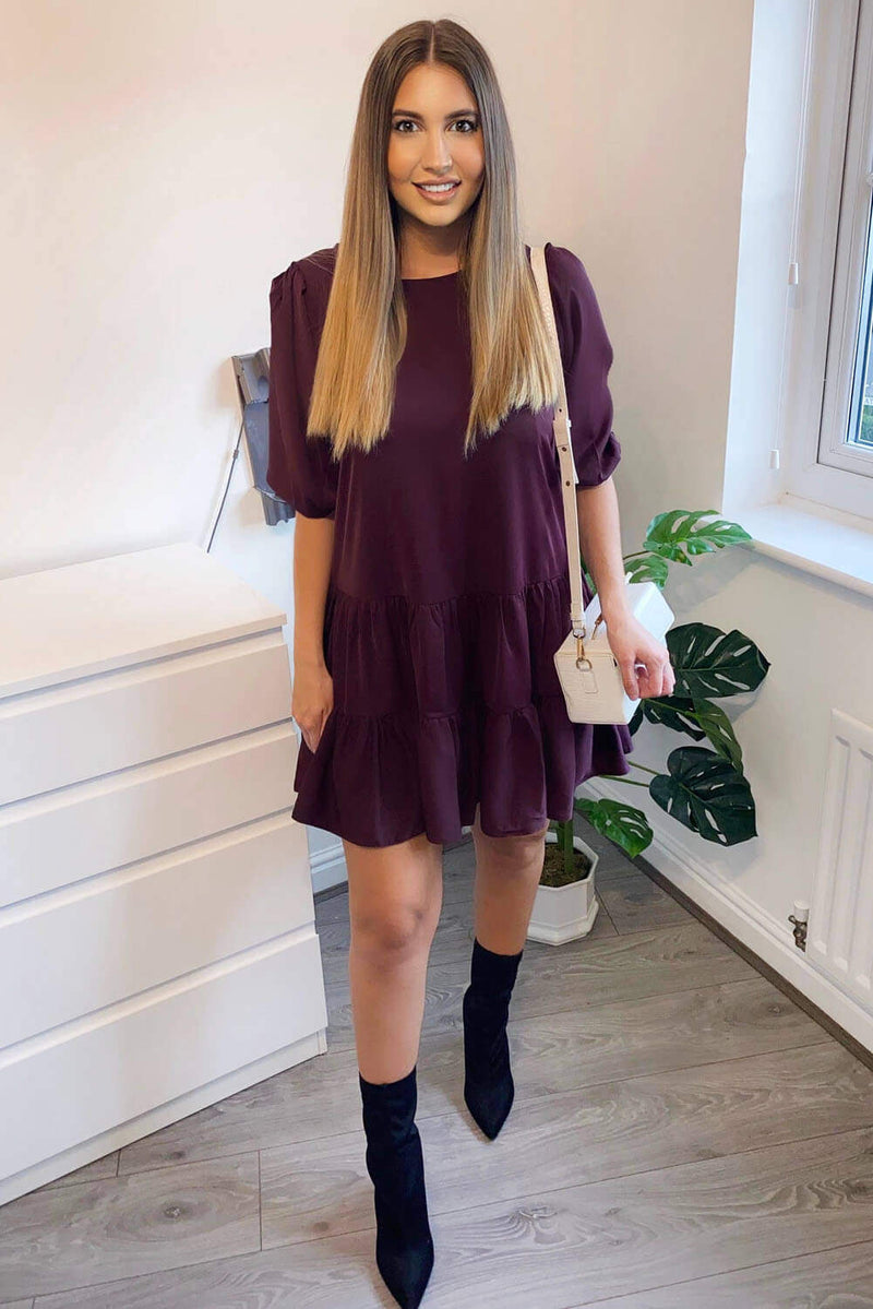 Plum Frill Swing Dress