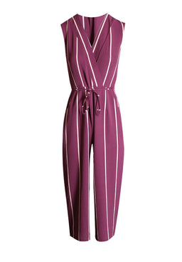 Plum Striped Culotte Jumpsuit