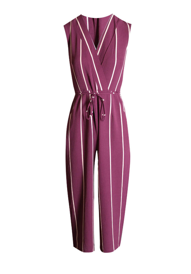 Plum Striped Culotte Jumpsuit