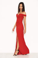 Red Crochet Detail Double Strap Maxi Dress