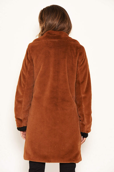Rust Long Faux Fur Coat AX Paris