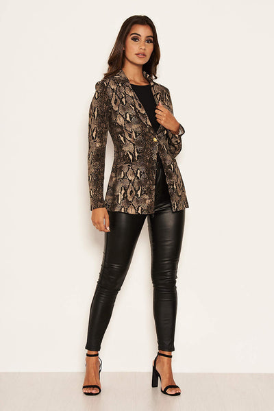 Brown Snake Print Blazer – AX Paris