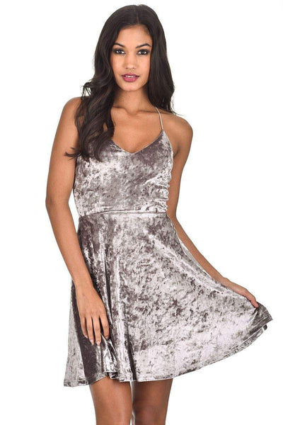 Silver Velvet Skater Dress – AX Paris