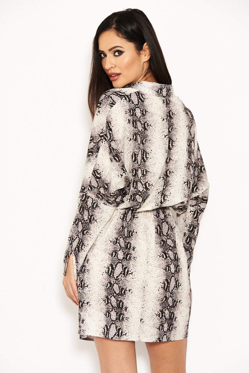 Snake Print Bat Wing Dress