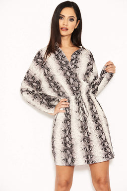 Snake Print Bat Wing Dress