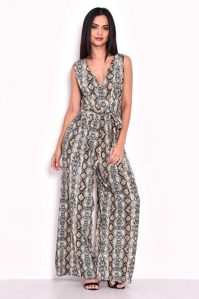 Snake print wide leg deals jumpsuit