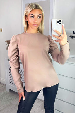 Stone Puff Sleeve Blouse