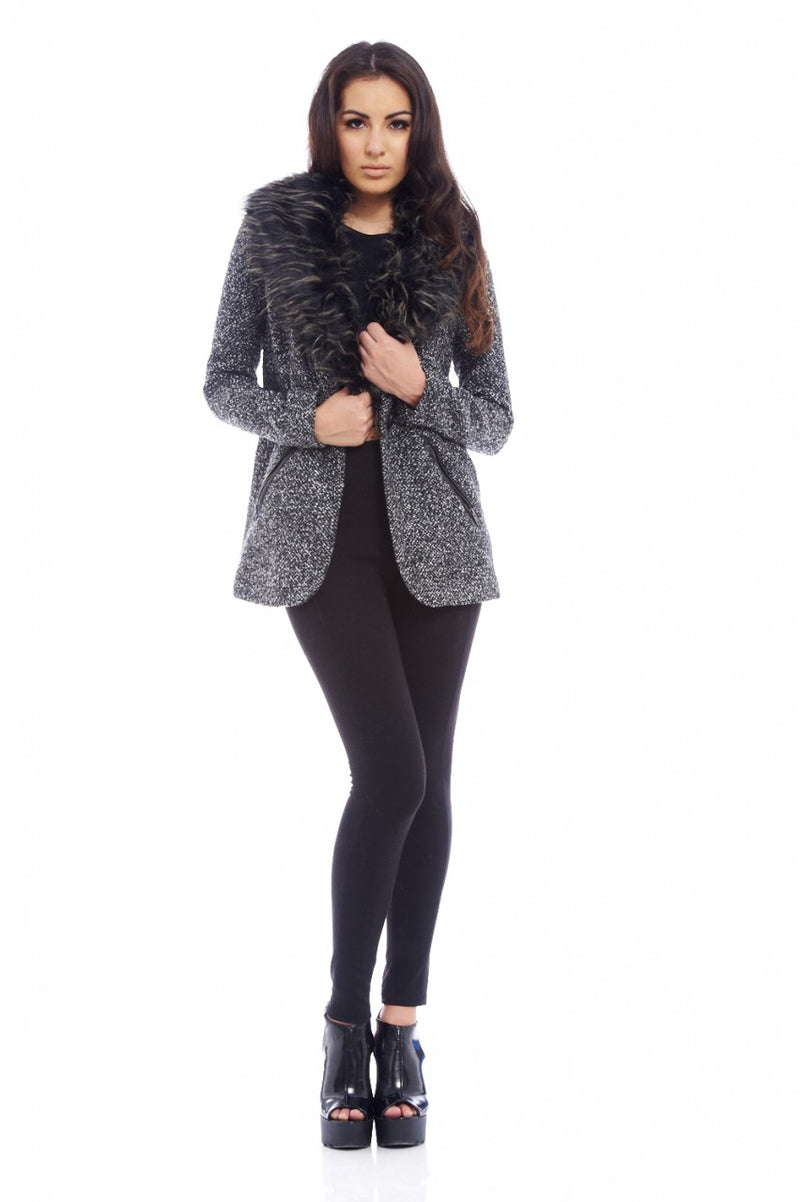 Tweed Fur Collar Jacket