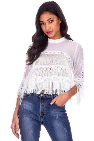 White Tassel Top – AX Paris