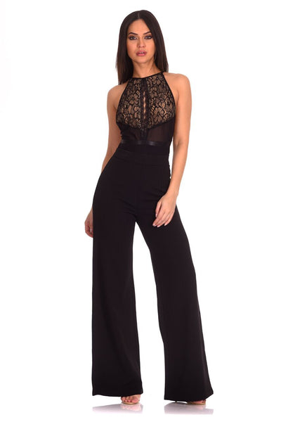 Black Lace Mesh Open Back Bodysuit – AX Paris