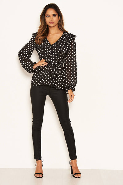 boohoo polka dot blouse