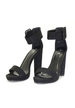 Black Suede Heels With Chunky Heel