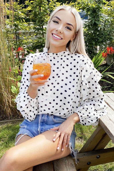 S dot flow frill tops ホワイト S dot flow frill tops THEREDTHREAD