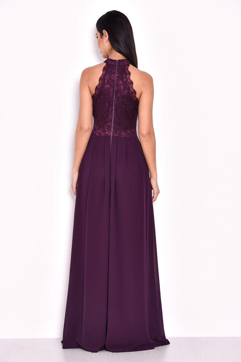 Plum Maxi Dress With Lace Detail