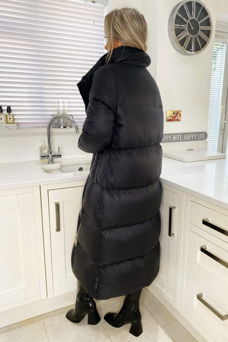 Black Wrap Puffer Coat