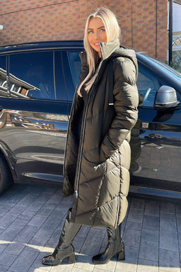 Khaki Long Puffer Coat