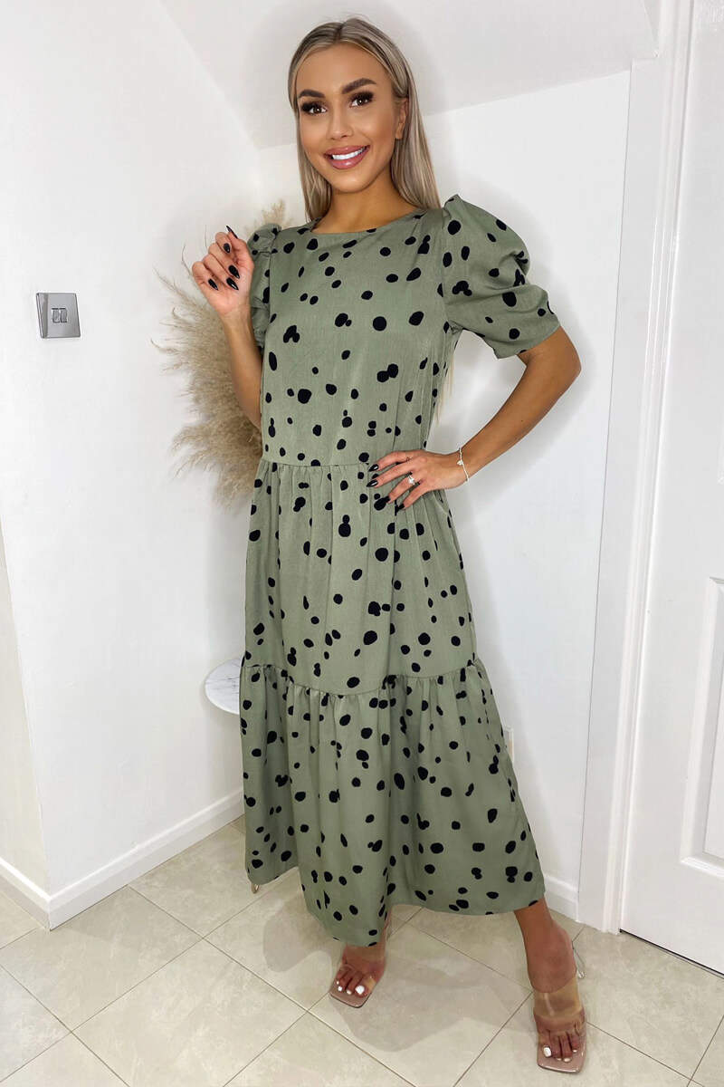 green emerald velvet dress Sage Green Spot Print Full Sleeve Midi Dress Signagefashion green emerald velvet dress Sage Green Spot Print Full Sleeve Midi Dress Signagefashion