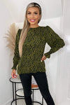 Khaki Animal Print Long Sleeve Top