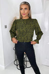 Khaki Animal Print Long Sleeve Top