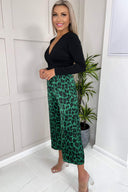 Green And Black Animal Print Long Sleeve 2 In 1 Jumpsuit