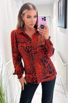 Red And Black Printed Long Sleeve Shirt
