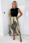 Brown Printed 2 In 1 Tie Belt Jumpsuit