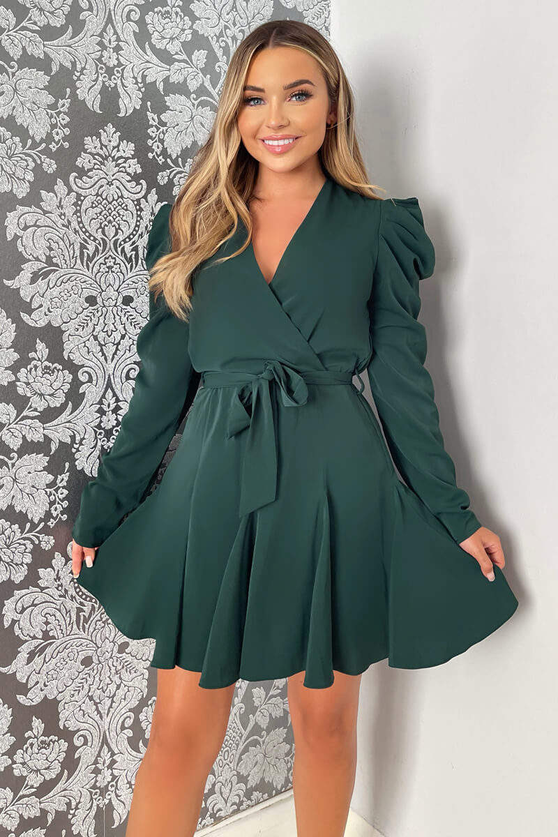 Long Sleeve Skater Midi Dress Long Sleeve Skater Dress with Belt