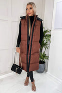 Chocolate 2 in 1 Puffer Coat With Detachable Sleeves