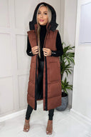 Chocolate 2 in 1 Puffer Coat With Detachable Sleeves