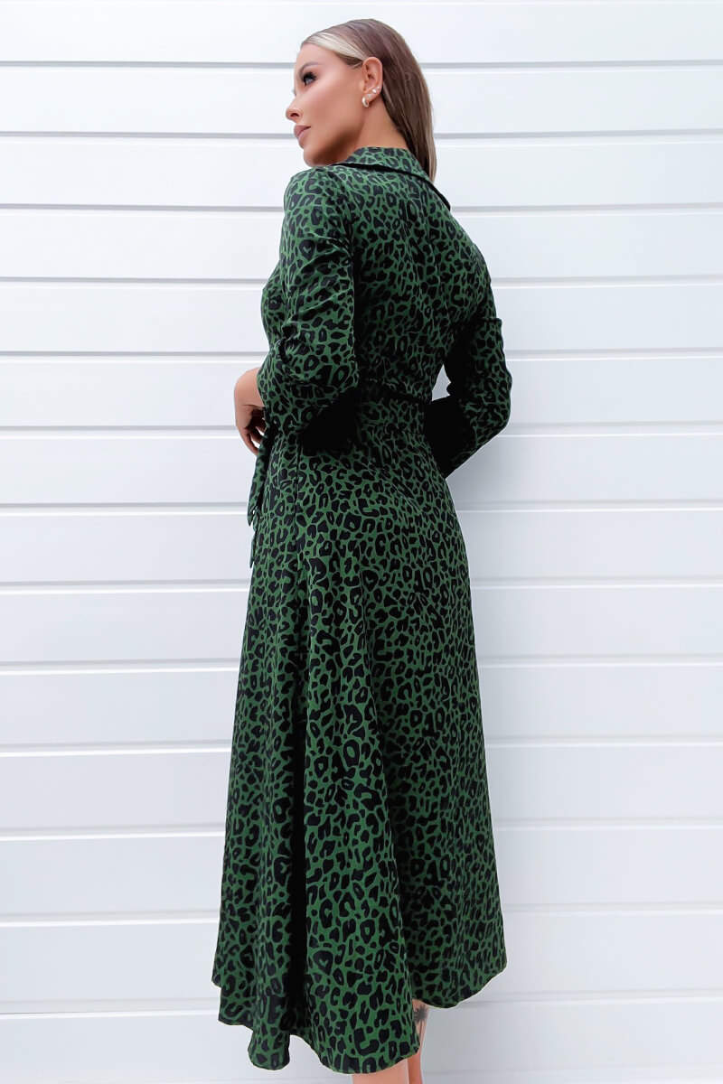 Green Animal Print Belted Midi Shirt Dress AX Paris Green Animal Print Belted Midi Shirt Dress AX Paris