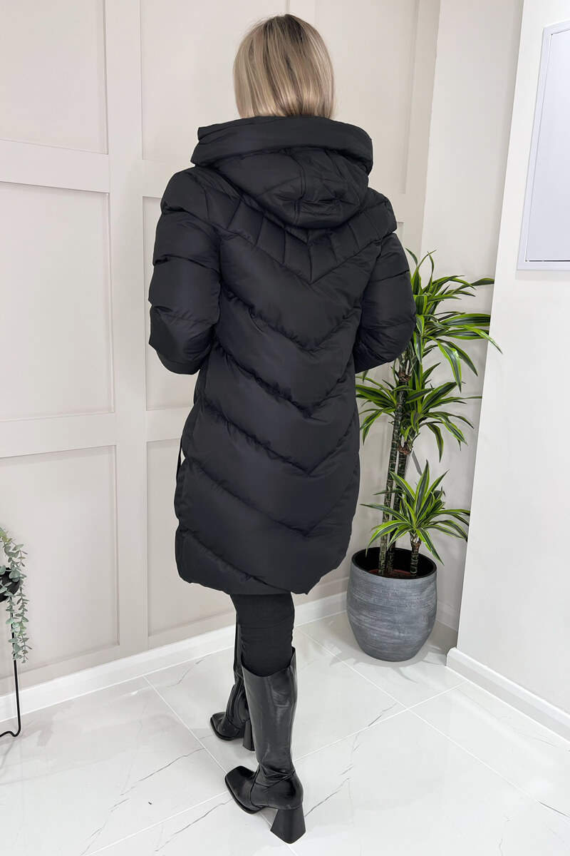 Black Long-Line Padded Coat