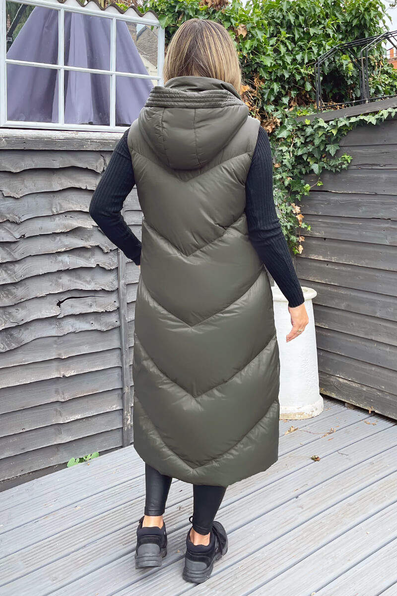 Khaki Hooded Puffer Gilet