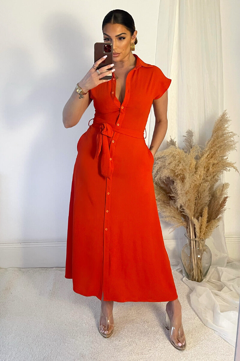 Midi Dress Burnt Orange T Shirt Dress V Neck Walmart Orange Dress