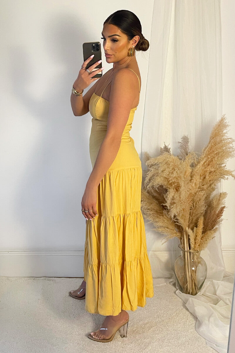 Yellow Strappy Smock Midi Dress – AX Paris Yellow Strappy Smock Midi Dress – AX Paris