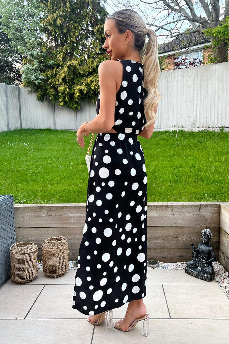 Black And White Polka Dot Cut Out Midi Dress – AX Paris