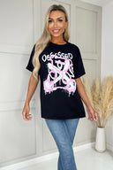 Black Obsessed Slogan T-Shirt