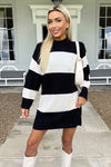 Black And Cream Striped Knitted Dress