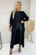 Black Maxi Knitted Cardigan