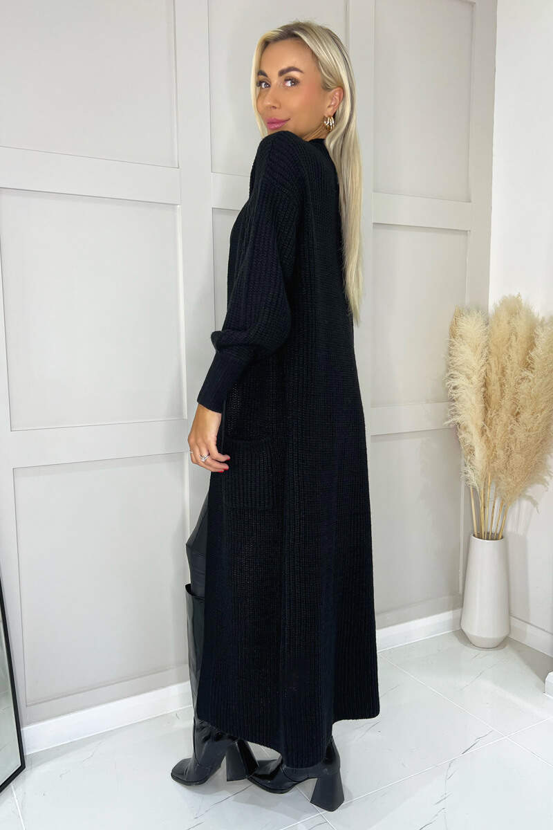 Black Maxi Knitted Cardigan AX Paris Black Maxi Knitted Cardigan AX Paris