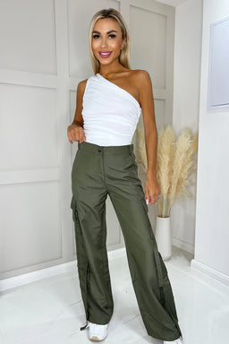 Khaki Strap Detail Cargo Pants