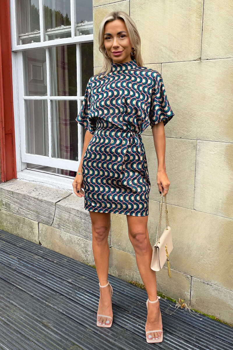 high neck short sleeve mini dress Women's * High Neck Short Sleeve Bodycon Mini Dress