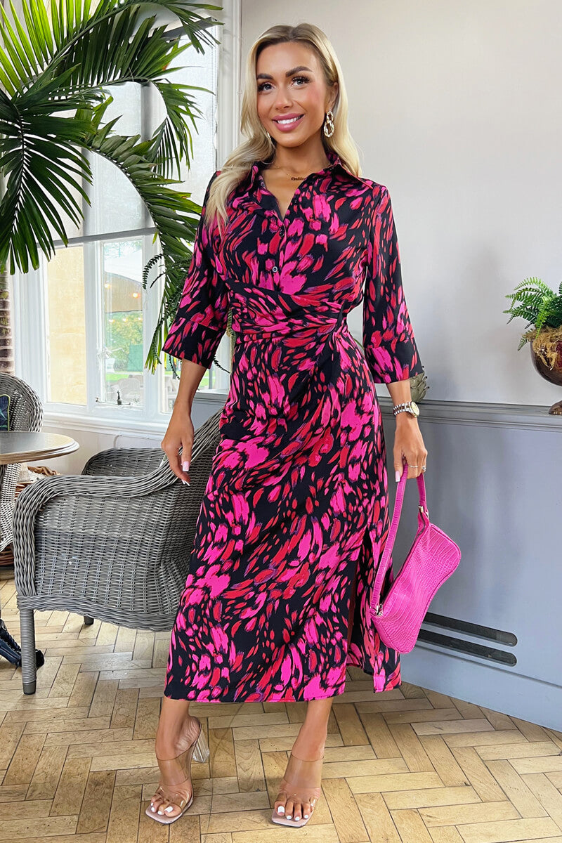 red and pink shirt dress YAS - Maxi Shirt Dress - Women - Viscose - XS