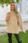 Oatmeal Mock Neck Oversized Knit Jumper