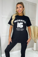 Black Monaco Slogan T-Shirt