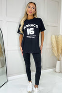 Black Monaco Slogan T-Shirt