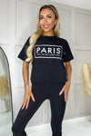 Black Paris Slogan T-Shirt