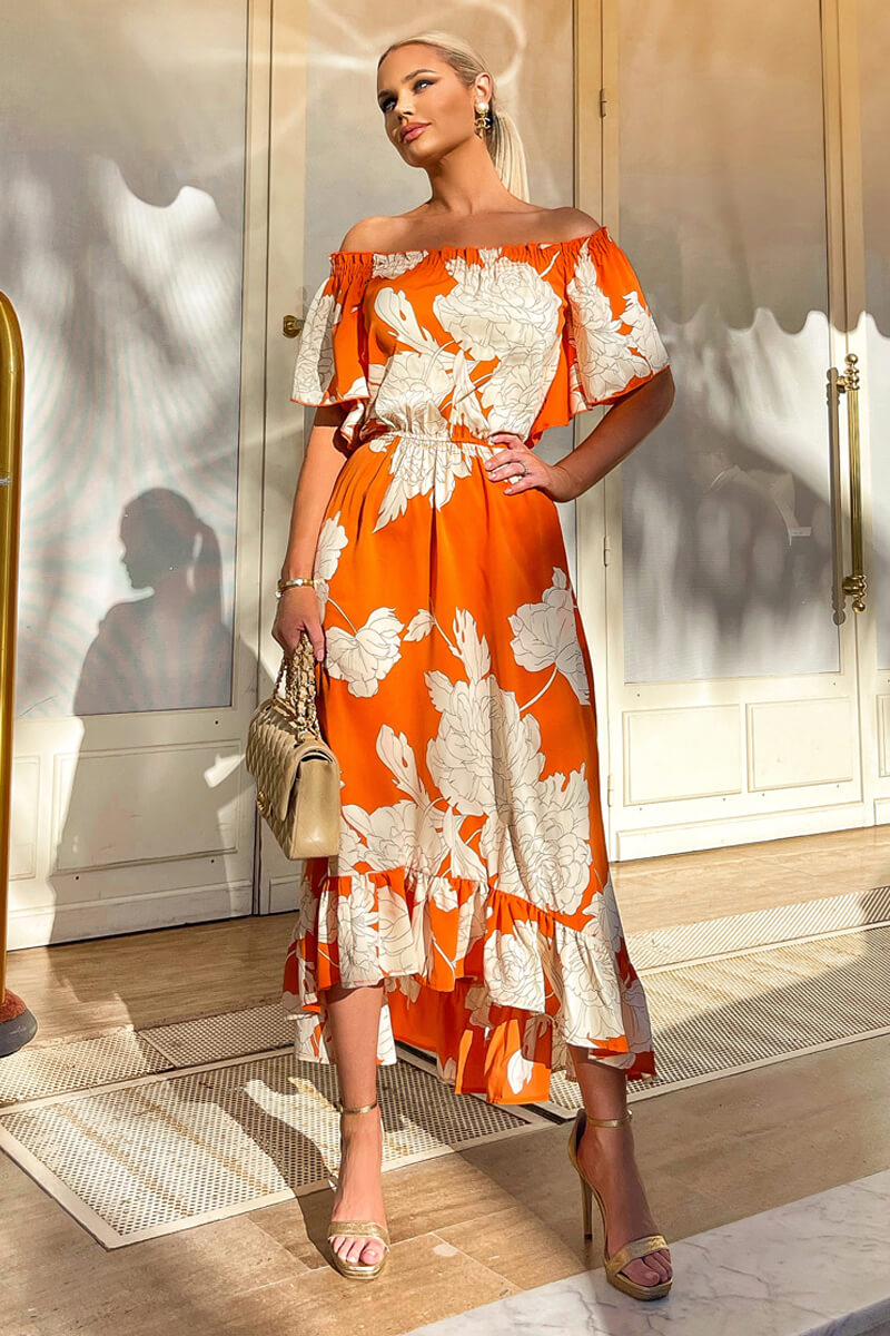 bardot orange lace dress Orange Lace Dress