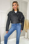 Black Faux Leather Cropped Jacket