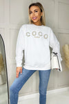 White Coco Gold Slogan Sweatshirt