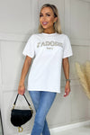 White J'Adore Gold Slogan T-Shirt
